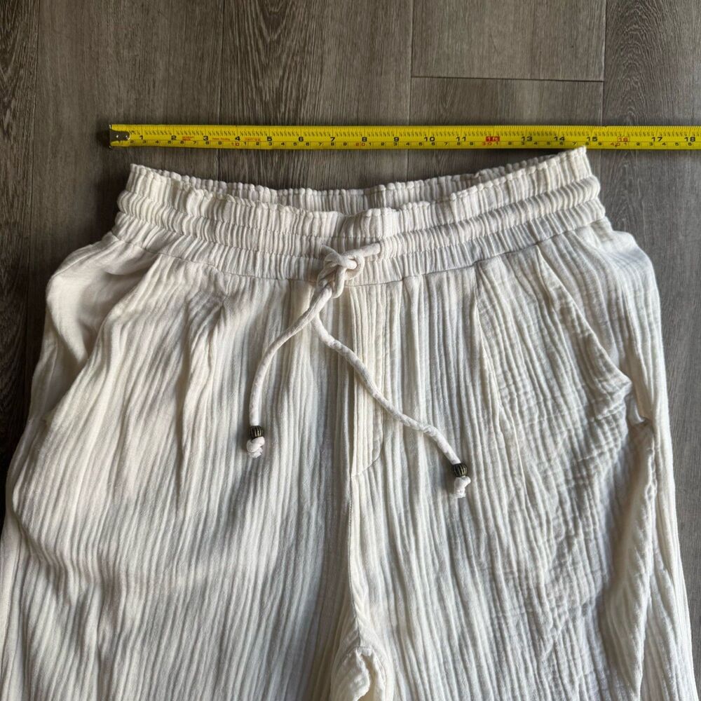 Sundays by Wearesundays Women Wide Leg 100% Cotton Beige Pants Euro Summer Sz L - Picture 7 of 13